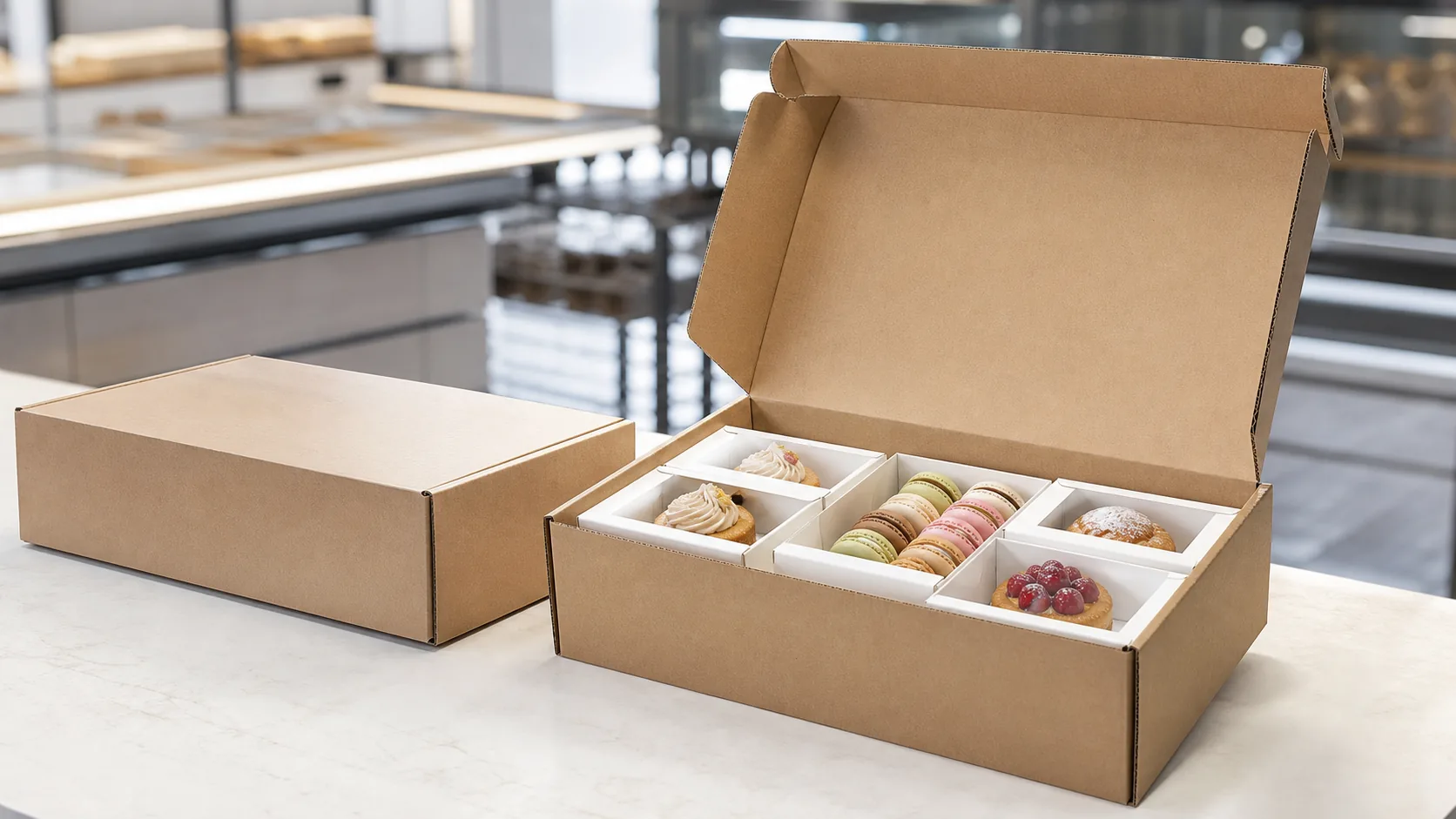 Cajas para pastelería preparadas para transporte y mensajería